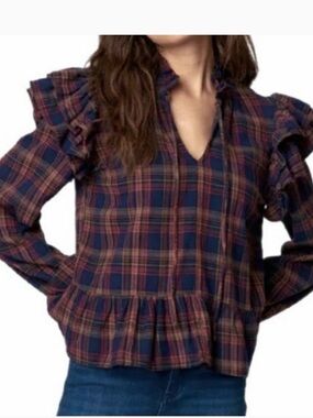 Blank NYC On The Streets Ruffle Plaid Shirt